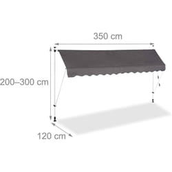 Helloshop26 - Store banne télescopique de balcon manivelle hauteur réglable résistant uv polyester acier 350 x 120 cm gris