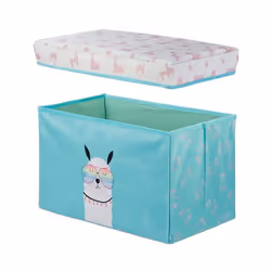 Siege coffre tabouret caisse a jouet enfant avec motif bleu