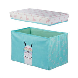 Siege coffre tabouret caisse a jouet enfant avec motif bleu