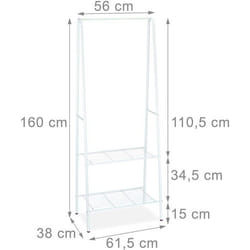 Portant a vetements tringle cintre rangement chaussures bottes 2 compartiments 60 cm en metal blanc