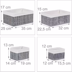 Boîtes de rangement pour accessoires de salle de bain Lot de 6 paniers de 4 tailles différentes En bambou solide et résistant ...