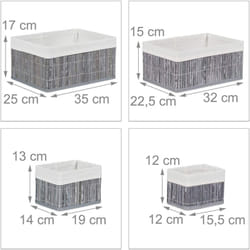Helloshop26 - Set de 6 paniers corbeille de rangement décoration en bambou et tissu gris