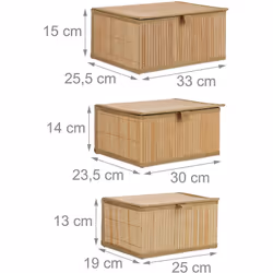 Boîte décorative pour étagère de salle de bain Lot de 3 paniers de tailles différentes Le bambou solide absorbe l’humidité Dé ...