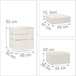 Commode meuble de rangement etagere avec tiroirs tissu beige