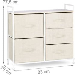 Commode meuble de rangement étagère avec tiroirs tissu beige