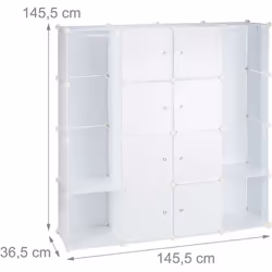 Armoire cubes modulables • Dimensions en 4 x 4 HxlxP: 145,5 x 145,5 x 36,5 cm • Dimensions par cube HxlxP: 35 x 35 x 35 cm • ...