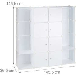 Armoire de rangement en plastique meuble penderie étagère avec portes et tringle 145 cm blanc