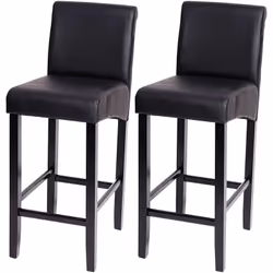 Lot de 2 tabourets de bar avec repose pieds en bois assise noir mat/ pieds foncés Cet élégant tabouret de bar au look classiq ...