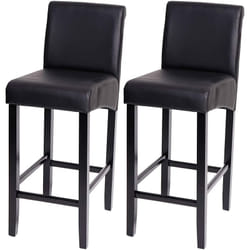 Lot de 2 tabourets de bar en synthétique noir mat pieds foncé avec repose pieds TDB04010