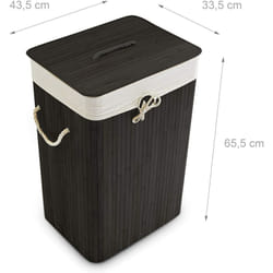 Helloshop26 - Panier corbeille à linge rectangle avec sac coton 65,5 cm bambou noir