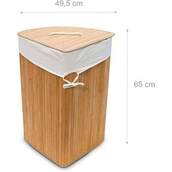 Panier corbeille a linge pliant pliable avec sac triangle 65 cm bambou nature