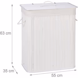 Panier à linge - Non spécifié - 2 compartiments - 95 litres - Bambou blanc - Pliable avec couvercle
