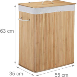 Helloshop26 - Panier corbeille à linge 2 compartiments avec sac 95 litres bambou nature