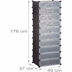 Meuble armoires chaussures casiers plastique modulable rangement 20 paires noir