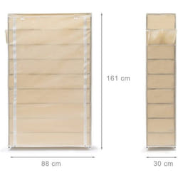 Meuble etagere armoire a chaussures tissu fermeture eclair 161 cm beige