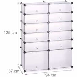 etagere armoire meuble de rangement a chaussures en plastique 12 compartiments 125 cm transparent