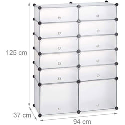 etagere armoire meuble de rangement a chaussures en plastique 12 compartiments 125 cm transparent