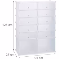 etagere armoire meuble de rangement a chaussures en plastique 12 compartiments 125 cm blanc