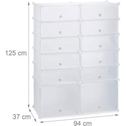 etagere armoire meuble de rangement a chaussures en plastique 12 compartiments 125 cm blanc