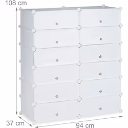 Meuble à chaussures avec 12 casiers • Dimensions HxlxP: 108 x 94 x 37 cm • Dimensions par compartiment HxlxP: 17 x 45 x 35 cm ...