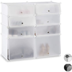 Helloshop26 - Meuble à chaussures étagère armoire rangement 8 compartiments blanc