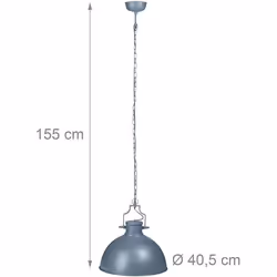 Lampe à suspension - Industielle - Gris - Métal - Intérieur - 1 ampoule nécessaire