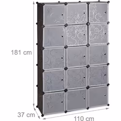 Armoire cubes modulables Dimensions 5 niveaux HxlxP: 181 x 110 x 37 cm Dimensions par casier HxlxP: 35 x 35 x 35 cm Nombre de ...