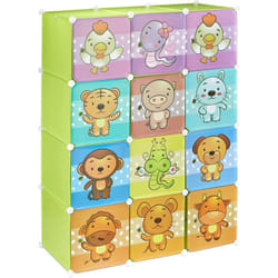 Helloshop26 - tagère rangement enfants casier modulable plastique animaux penderie armoire vert