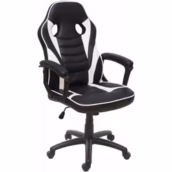 Chaise de bureau pivotante synthétique noir/blanc Ce modèle peut être réglé en hauteur en continu et dispose d'un mécanisme à ...