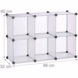Étagère de rangement - DIY - 6 casiers modulables - Plastique transparent - Métal - 65x96x32 cm