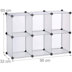 Étagère de rangement - DIY - 6 casiers modulables - Plastique transparent - Métal - 65x96x32 cm