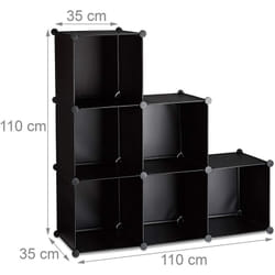 Helloshop26 - tagère escalier 6 compartiments meuble bibliothèque séparation noir