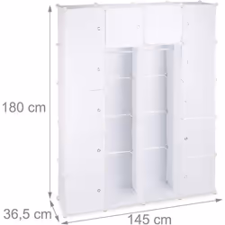 etagere cubes rangement penderie armoire plastique 14 casiers 180 cm blanc