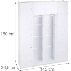 etagere cubes rangement penderie armoire plastique 14 casiers 180 cm blanc