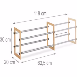etagere meuble ouvert chaussures en bois et fer extensible