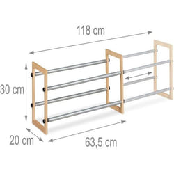 etagere meuble ouvert chaussures en bois et fer extensible