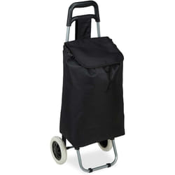 Chariot de courses pliable sac amovible 28 litres caddie pour achats roulettes noir