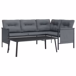 Salon de jardin - Anthracite - 2 pièces - Acier - Coussins confortables - Table basse pratique