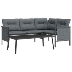 Salon de jardin - Anthracite - 2 pièces - Acier - Coussins confortables - Table basse pratique