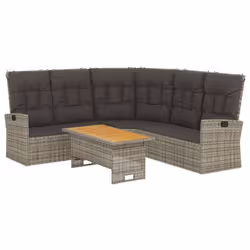 Salon de jardin meuble d exterieur ensemble de mobilier 2 pieces avec coussins gris resine tressee