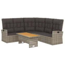 Salon de jardin meuble d exterieur ensemble de mobilier 2 pieces avec coussins gris resine tressee