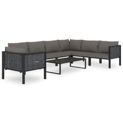Salon de jardin meuble d exterieur ensemble de mobilier 8 pieces avec coussins resine tressee anthracite