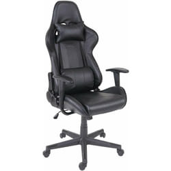 Fauteuil chaise de bureau gamer sur roulettes mécanisme de bascule en synthétique noir 040001853