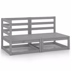 Salon de jardin meuble d exterieur ensemble de mobilier 2 pieces gris bois de pin massif