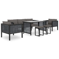 Salon de jardin meuble d exterieur ensemble de mobilier 8 pieces avec coussins resine tressee anthracite