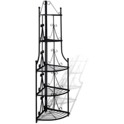 Helloshop26 - Etagère d'angle 5 niveaux acier noir intérieur ou extérieur pour plantes fleurs