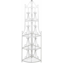 Helloshop26 - Etagère d'angle 5 niveaux acier blanc intérieur ou extérieur pour plantes fleurs