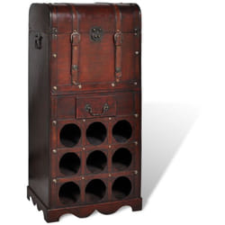 Etagère meuble de rangement pour 9 bouteilles marron
