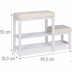 Banc d’entree meuble chaussure banquette tabouret 905 cm blanc