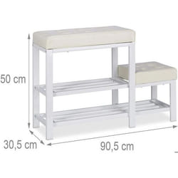 Banc d’entree meuble chaussure banquette tabouret 905 cm blanc